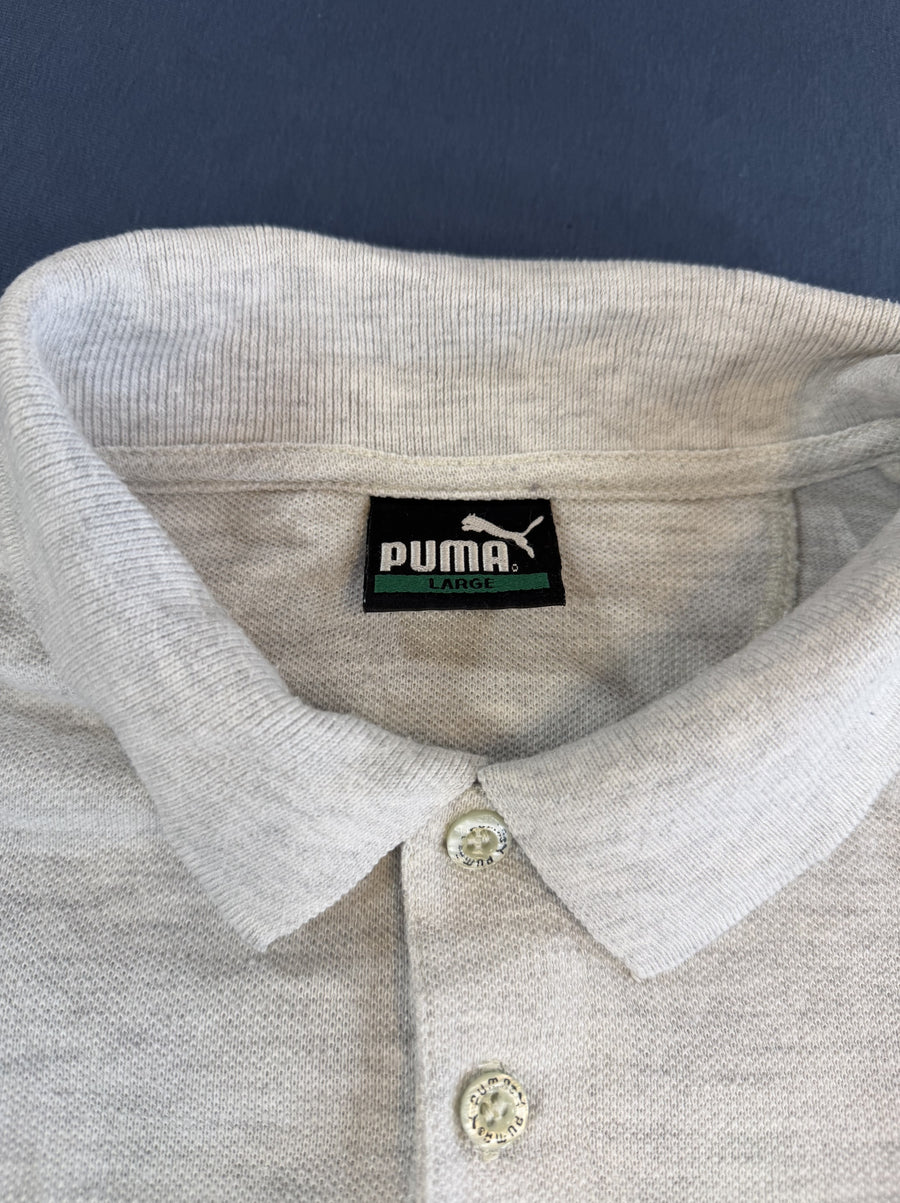 Grijze Puma, maat L (polohemd / piquéshirt) met geborduurd logo