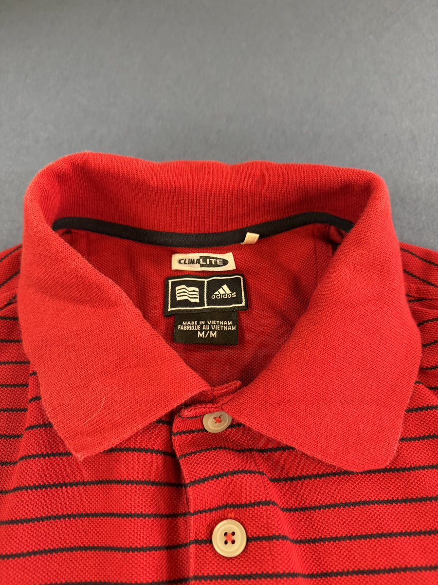 Rood adidas poloshirt (golfshirt) maat M met krijtstreep