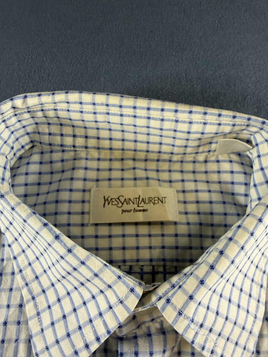 Yves Saint Laurent overhemd wit geruit maat XL korte mouw