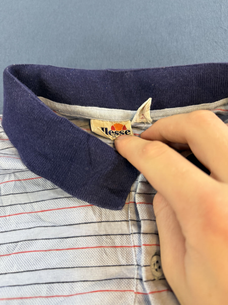 Wit gestreepte Ellesse tennispolo (sportshirt), maat S