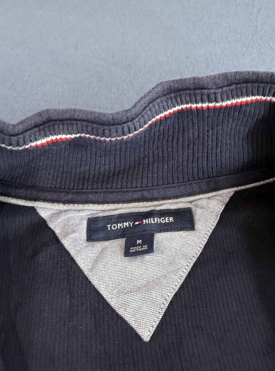 Blauwe Tommy Hilfiger quarter-zip (fleecevest / sweattrui), maat M