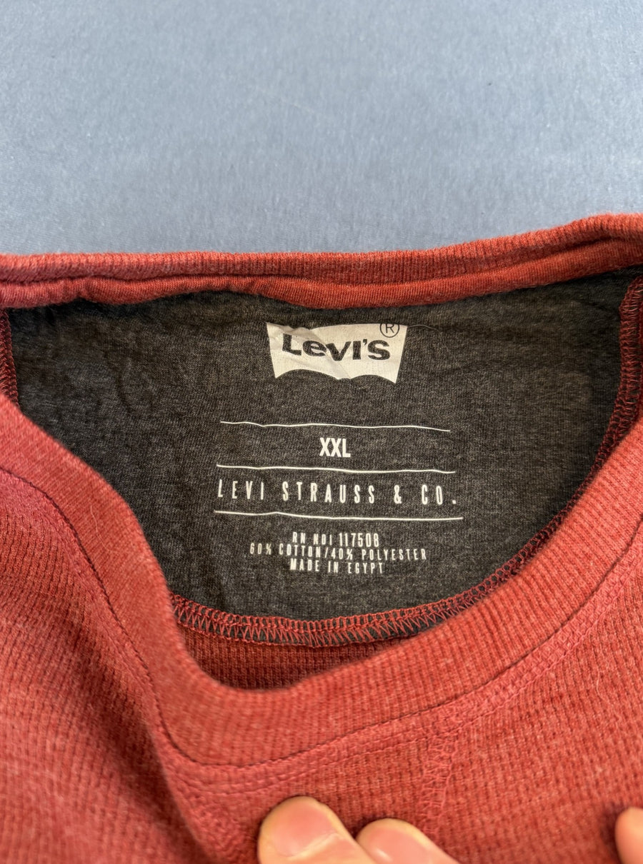 Rood – Levi's structuurtrui heren XXL (wafelpullover / waffle-knit trui)