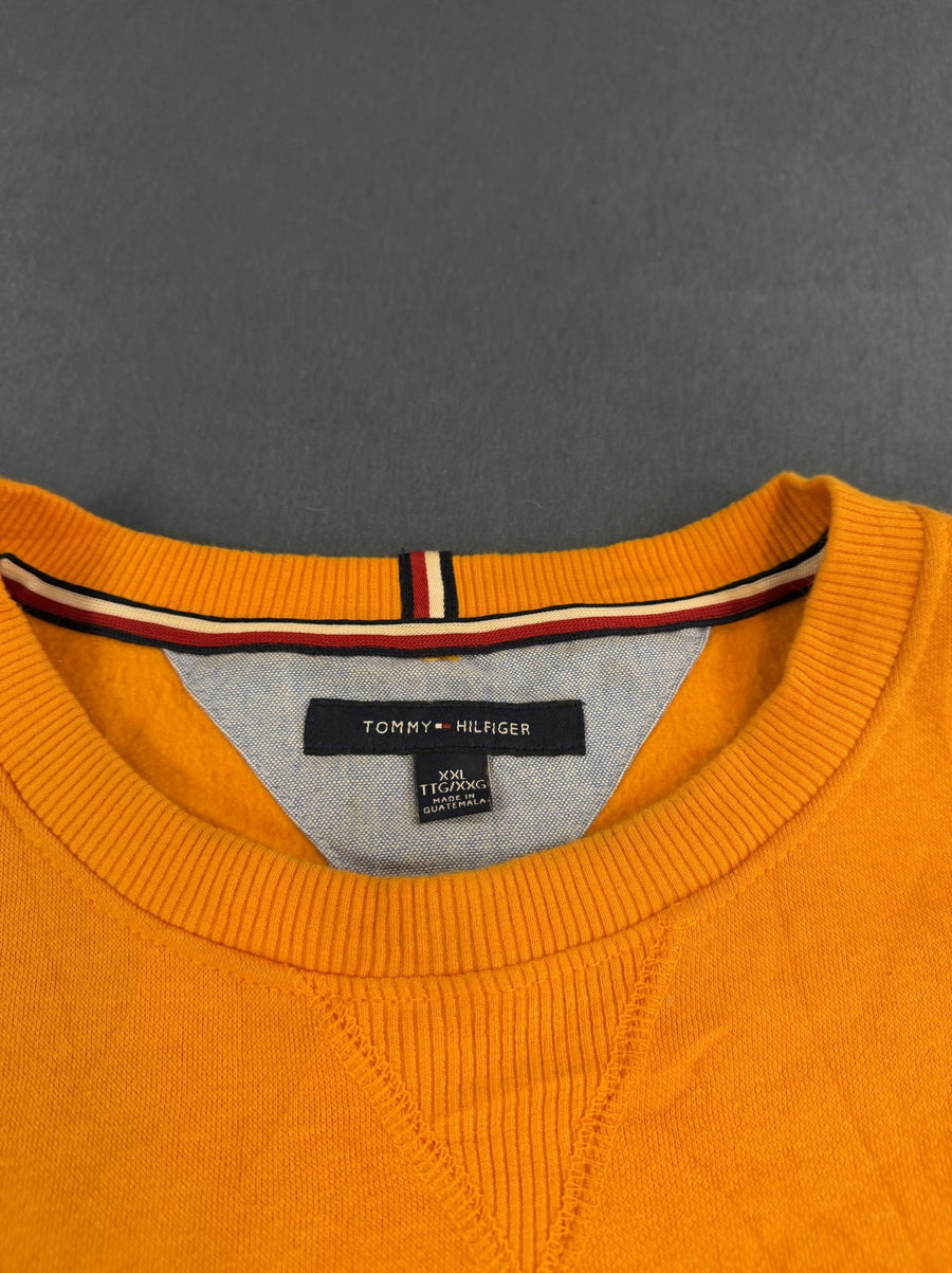 Felle oranje heren trui van Tommy Hilfiger (pullover/sweater), maat XXL