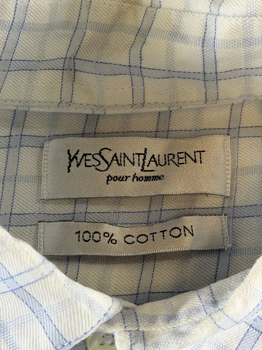 Yves Saint Laurent Blouse wit geruit