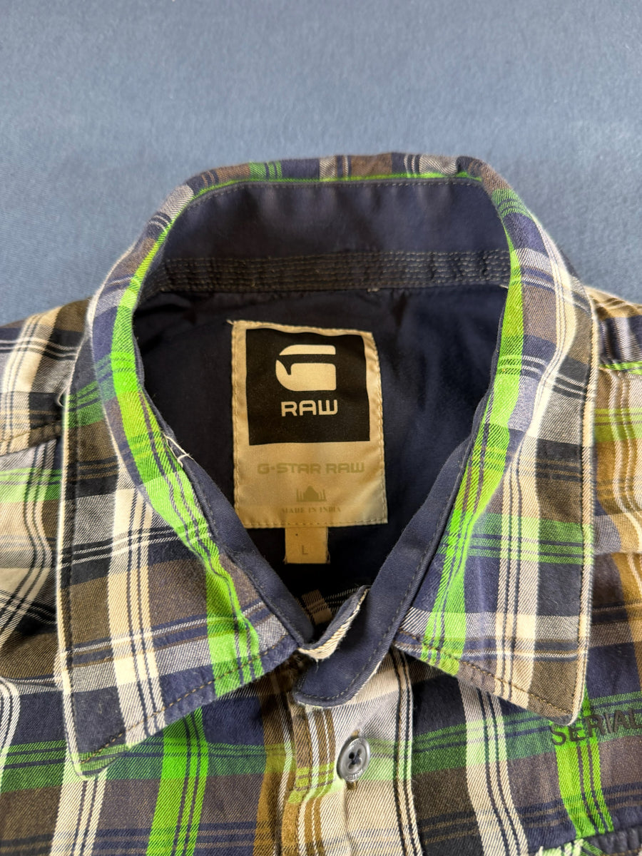 G-Star blouse meerkleurig geruit heren maat L overhemd flanel check shirt houthakkershemd geblokt