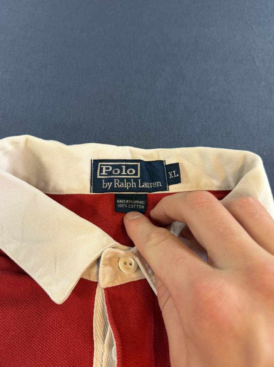 Rood rugbyshirt Polo Ralph Lauren (poloshirt / collegetrui), maat XL