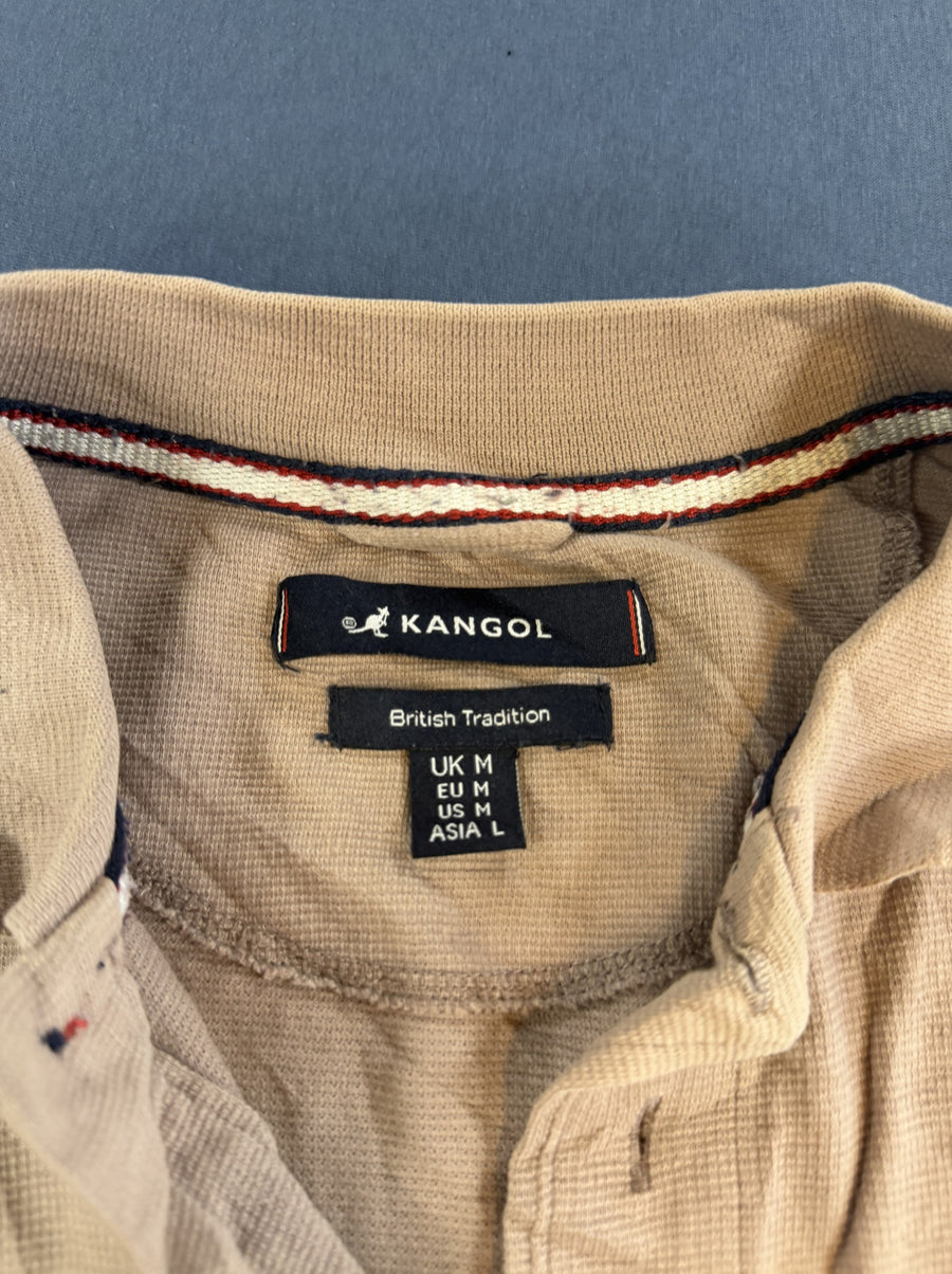 Beige Kangol piquéshirt (golfpolo) met wafelpatroon, maat M
