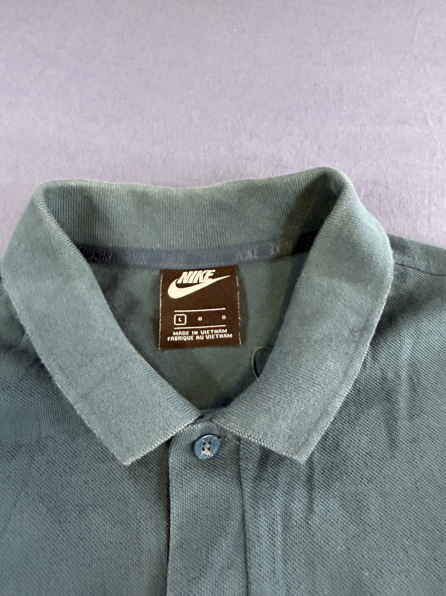 Donkergroene herenpolo van Nike (piquéshirt), maat L met swoosh-logo