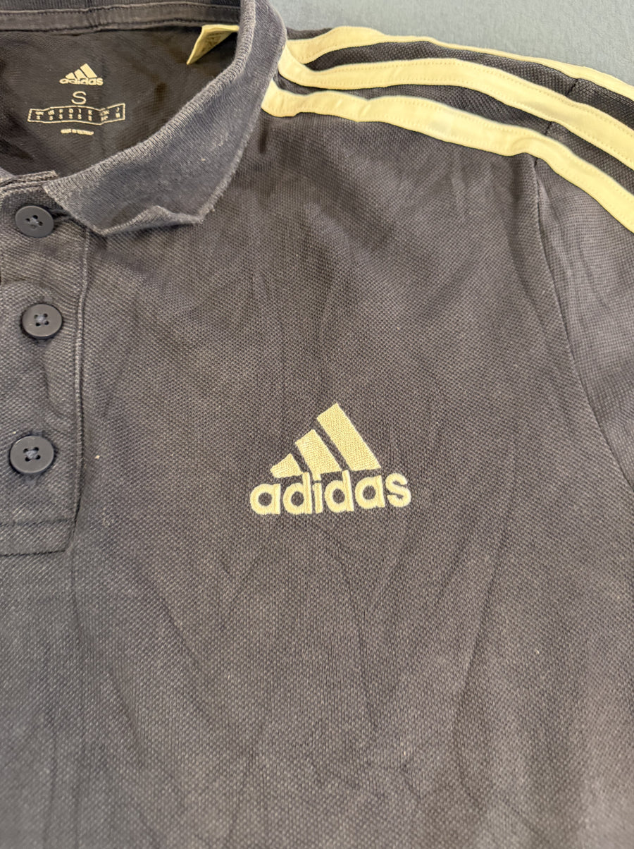 Blauwe adidas polo (piqué shirt / polohemd), heren maat S