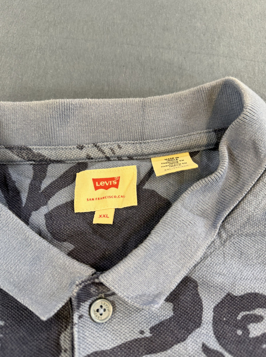 Blauwe Levi's polo (poloshirt) XXL met gave bloemenprint