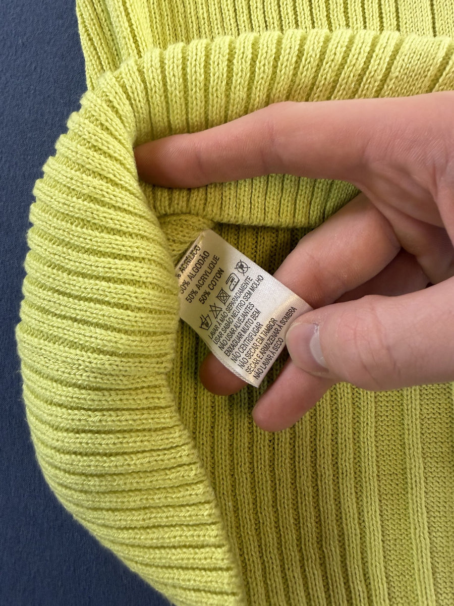 Geel Lacoste ribtrui met V-hals (pullover / sweater), maat XL