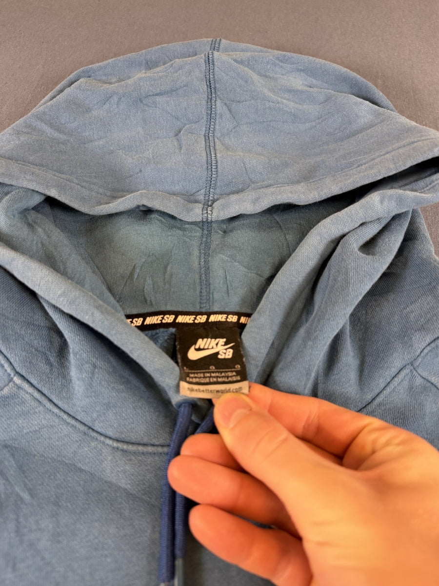 Blauwe Nike SB hoodie met 'Established 2001' print (capuchonsweater / sweatvest), maat L