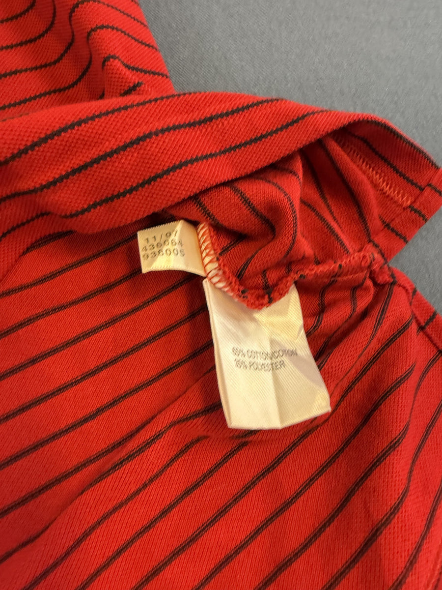 Rood adidas poloshirt (golfshirt) maat M met krijtstreep