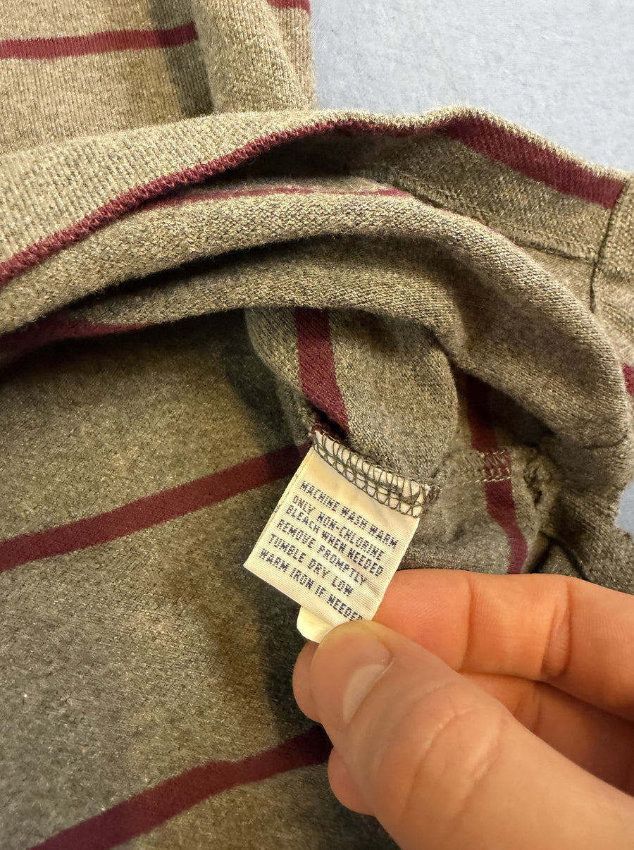 Grijs-bordeaux gestreepte Ralph Lauren polo (piquéshirt / golfshirt), maat XXL