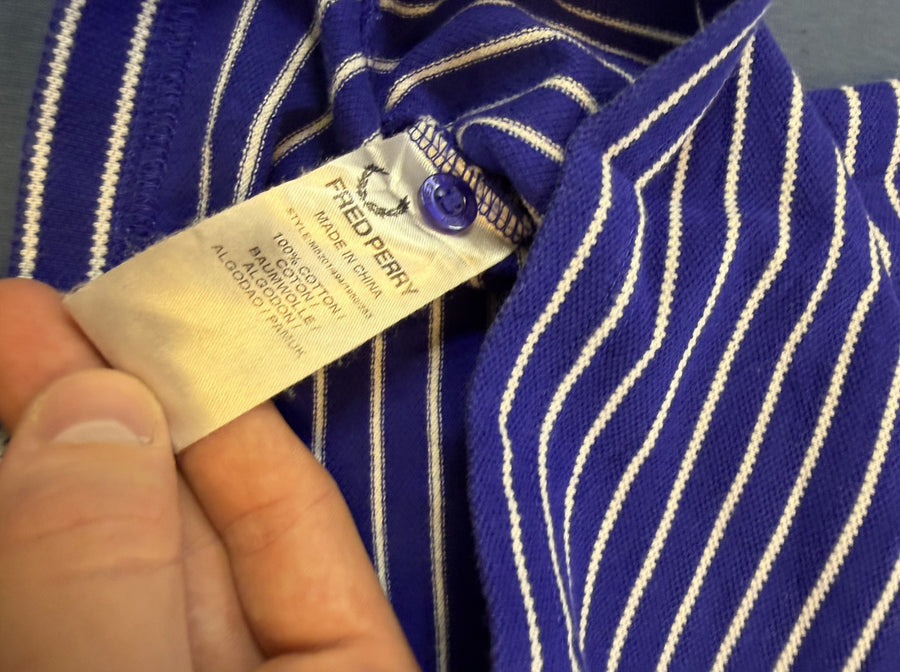 Blauw gestreept Fred Perry polo maat M (poloshirt)