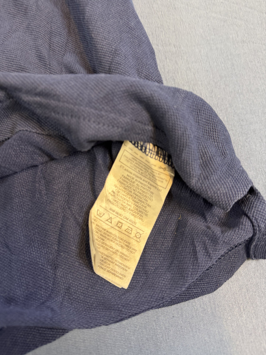 Blauwe adidas polo (poloshirt) met gele strepen – maat L