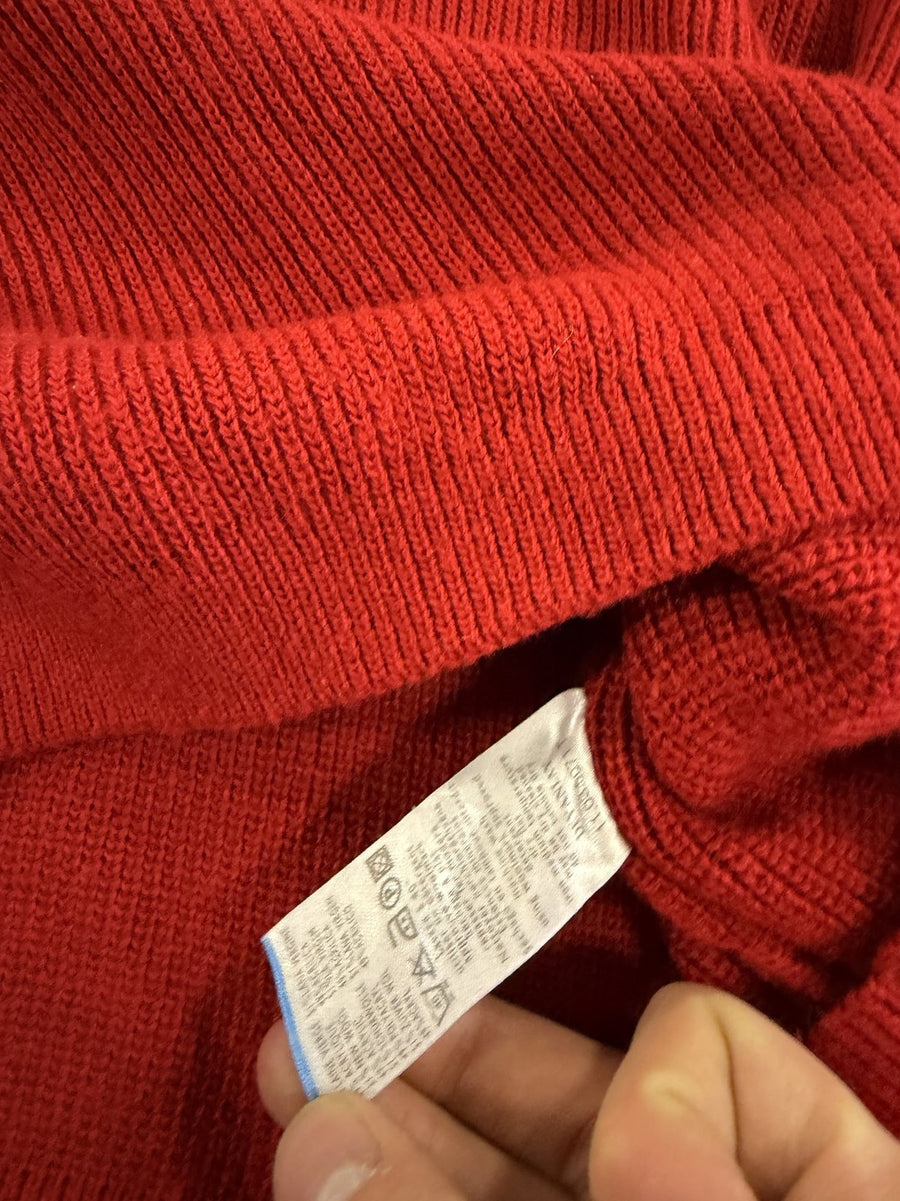 Grijze Lacoste ribsweater (pullover), maat XL, boxy fit