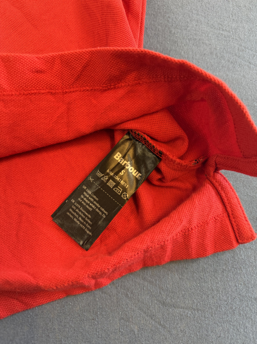 Rood Barbour poloshirt (sportpolo) met fazantlogo, maat S