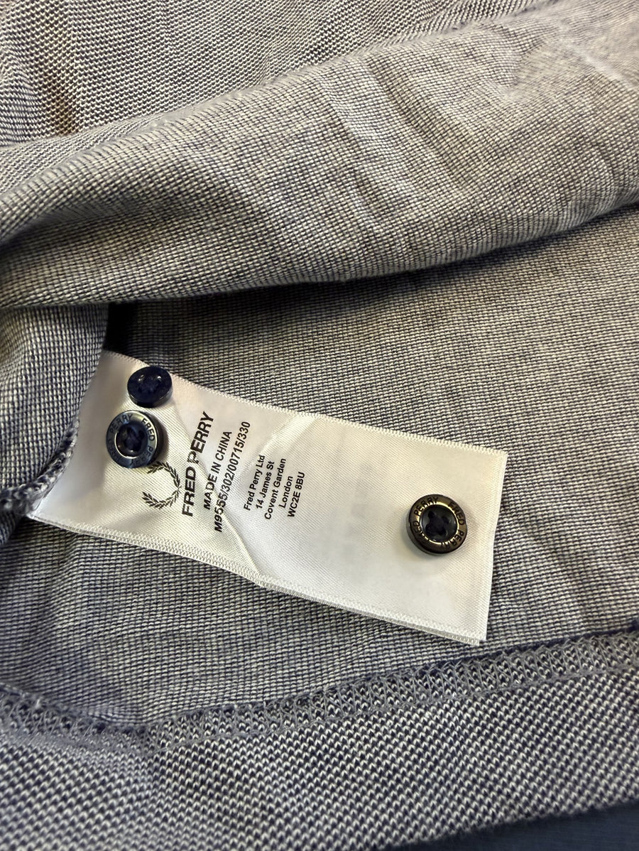 Grijze Fred Perry polo met navykraag (piqué poloshirt / sportpolo), maat M