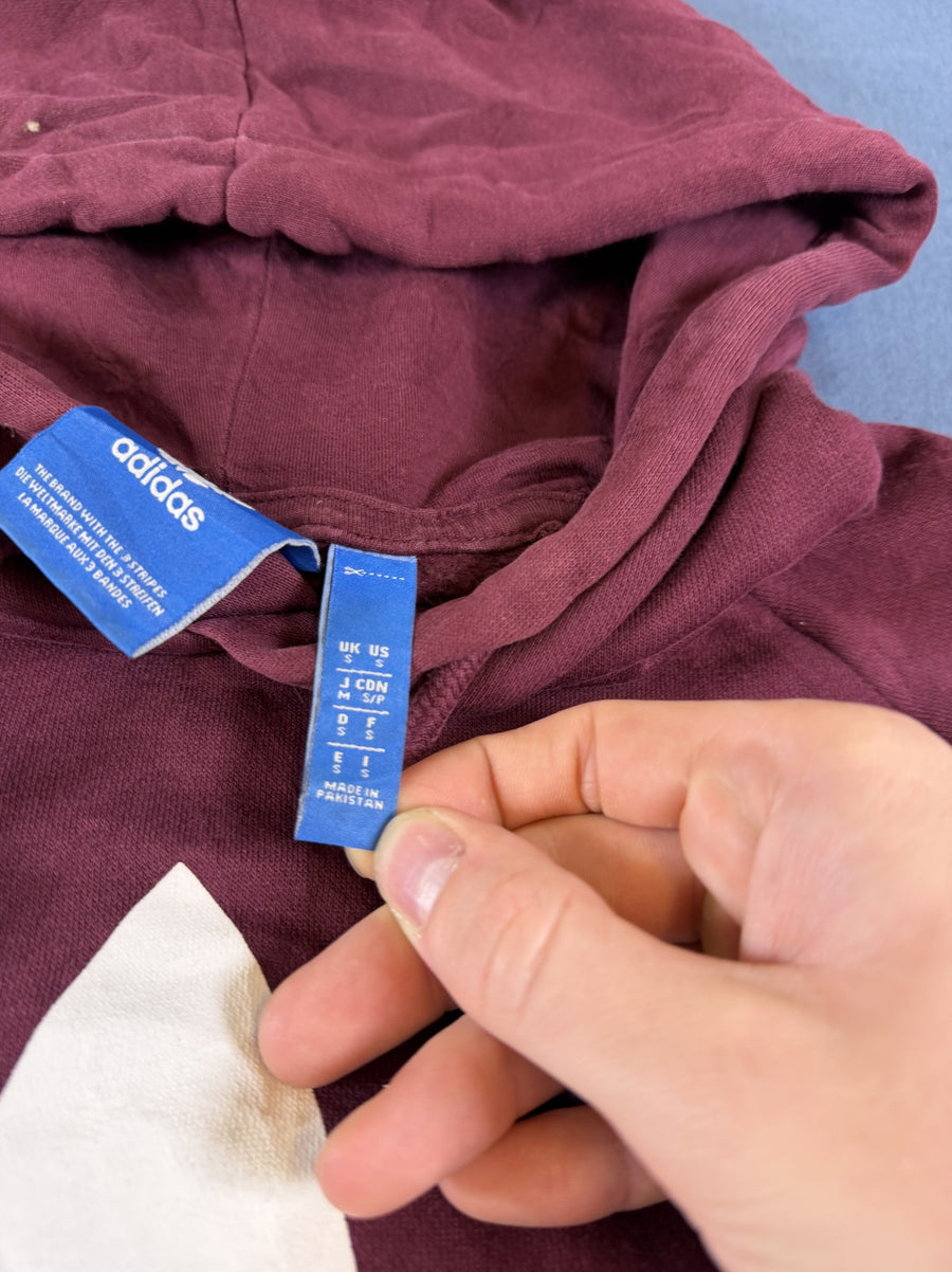 Bordeauxrode adidas Originals capuchontrui (hoodie), heren maat S, Trefoil-logo