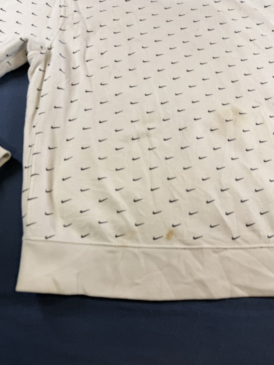 Witte Nike hoodie met mini-swoosh print, heren maat L (capuchontrui)