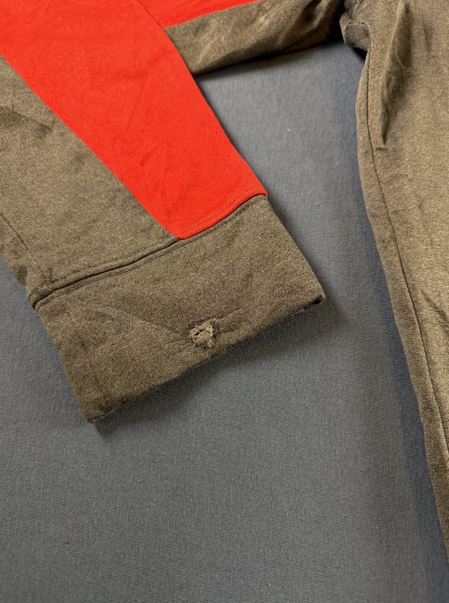 Grijs-rood colorblockvest (fleecevest / sweatvest) Russell Athletic heren M