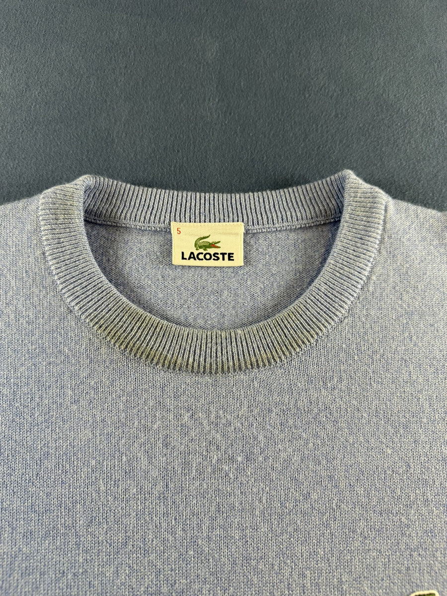 Blauwe Lacoste pullover (trui) van wol - heren maat L, ronde hals