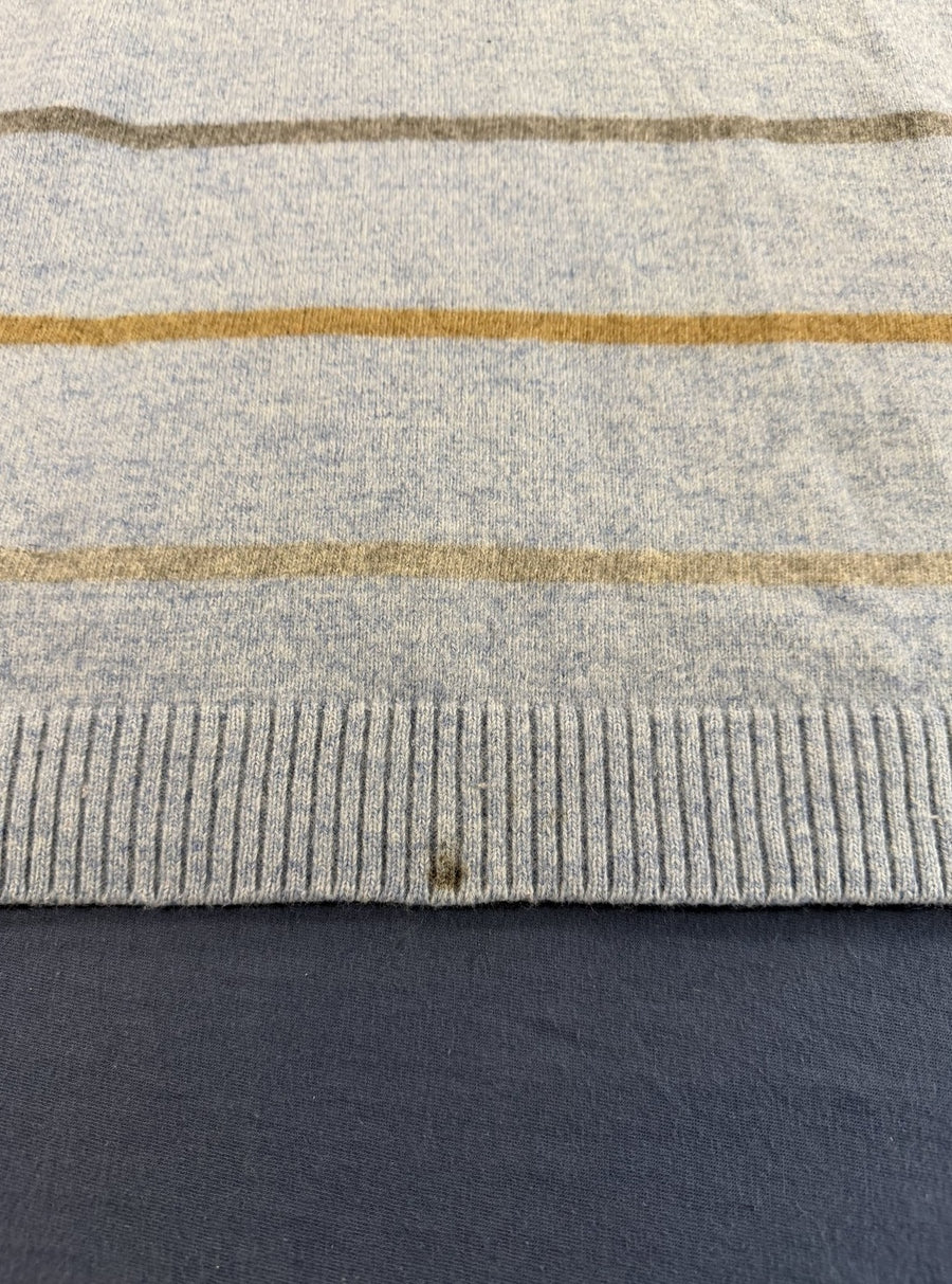 Blauwe gestreepte Lacoste trui (halfzip / troyer), maat XXL