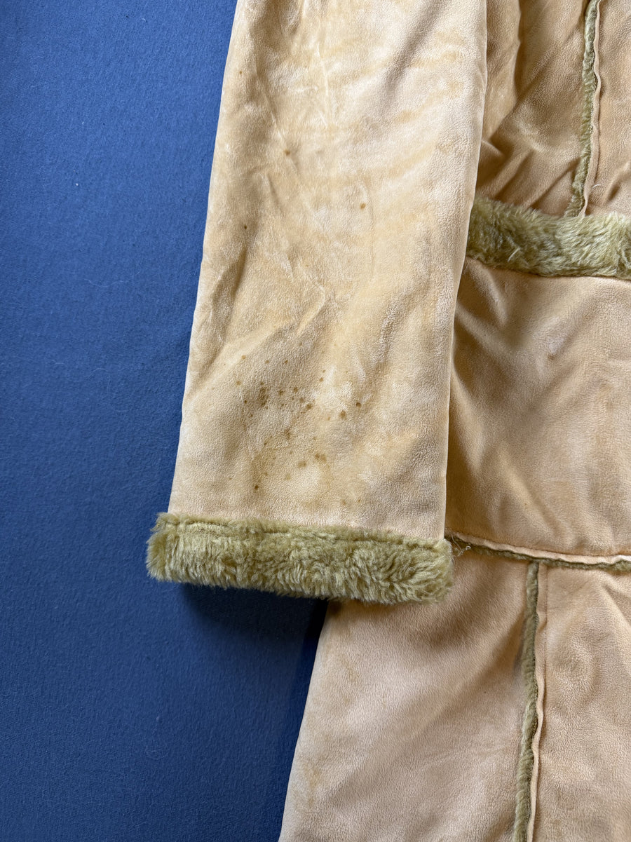 Beige lammy coat maat M (Afghaanse jas / shearling-jas), Vintage Dressing