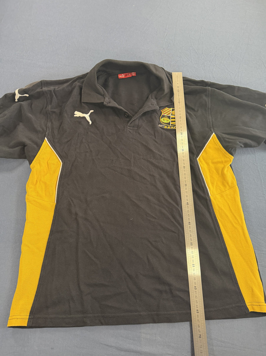 Zwart-gele rugbypolo (sportshirt D.R.F.C.), maat L
