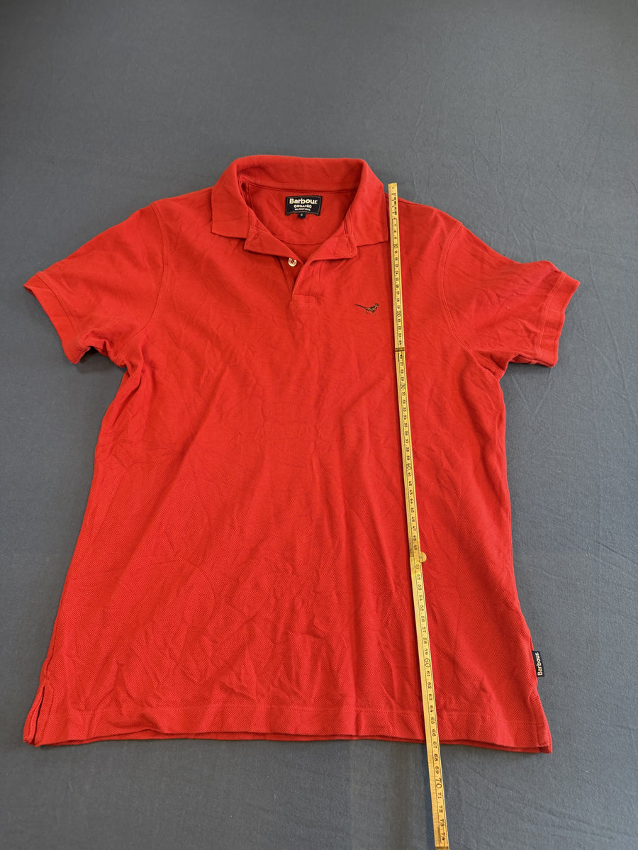 Rood Barbour poloshirt (sportpolo) met fazantlogo, maat S