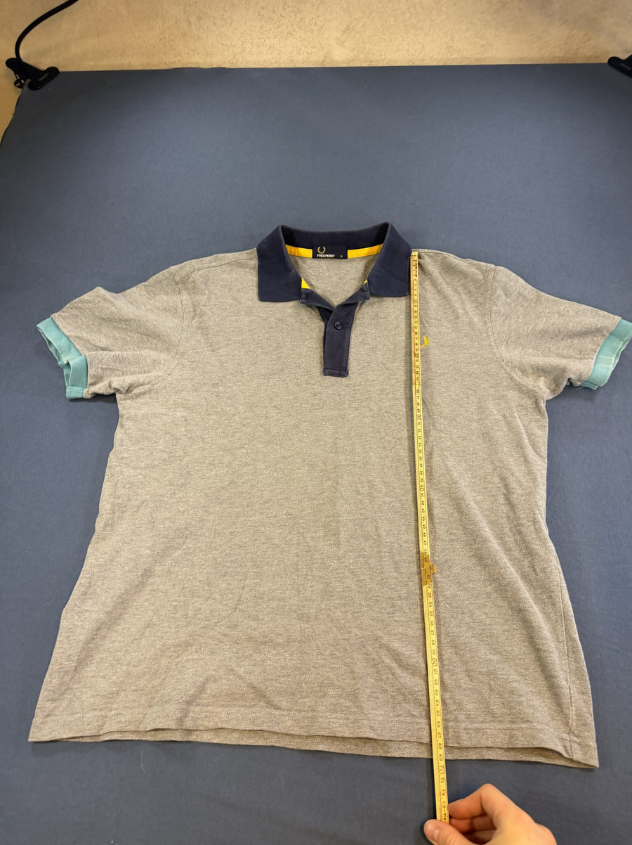 Grijze Fred Perry colour-block polo (poloshirt), maat XL