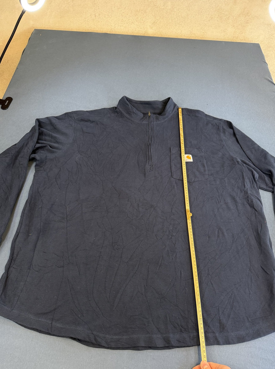 Blauw Carhartt knoopkraagshirt, maat 4XL (henley-trui / longsleeve)