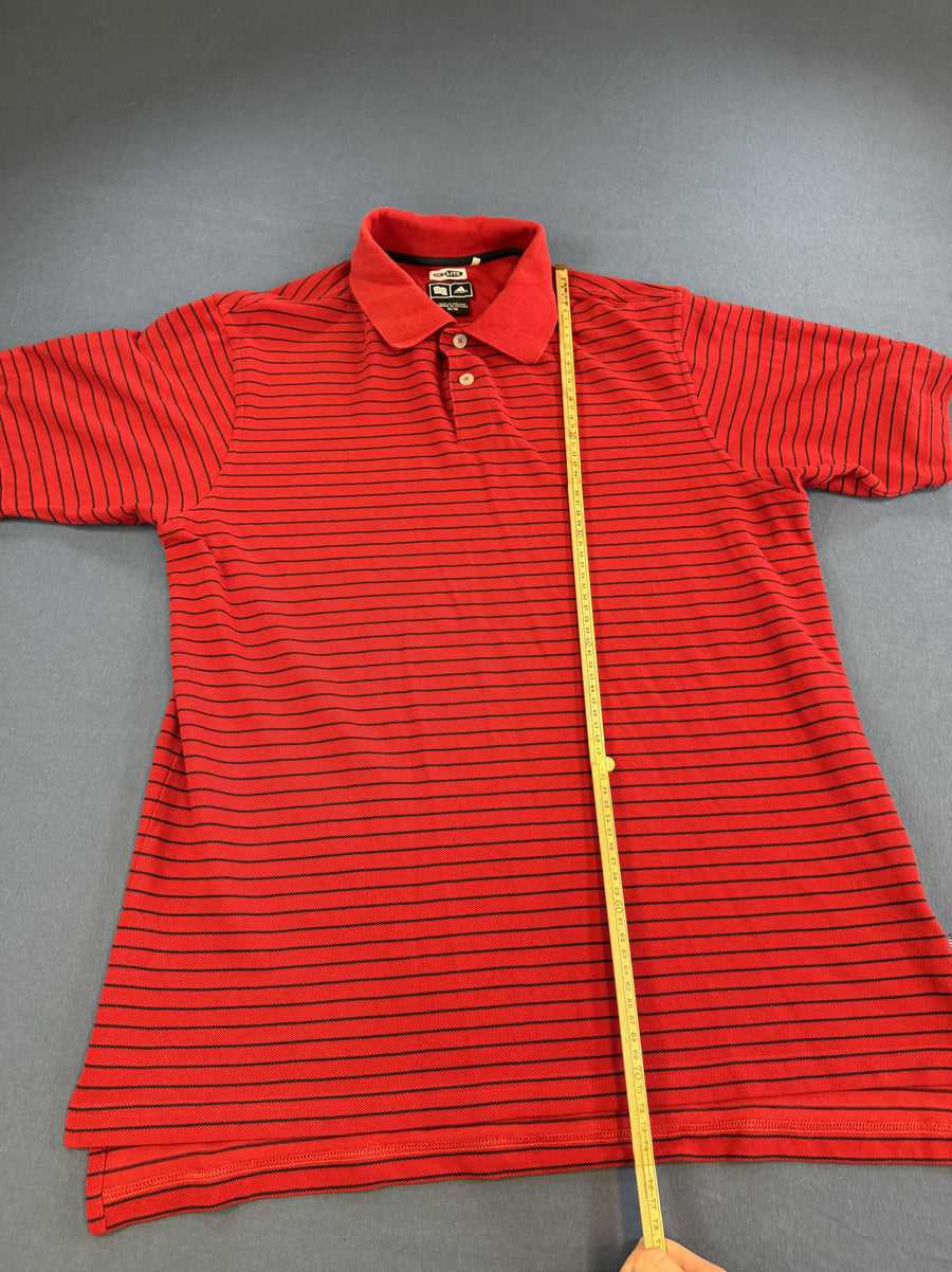 Rood adidas poloshirt (golfshirt) maat M met krijtstreep