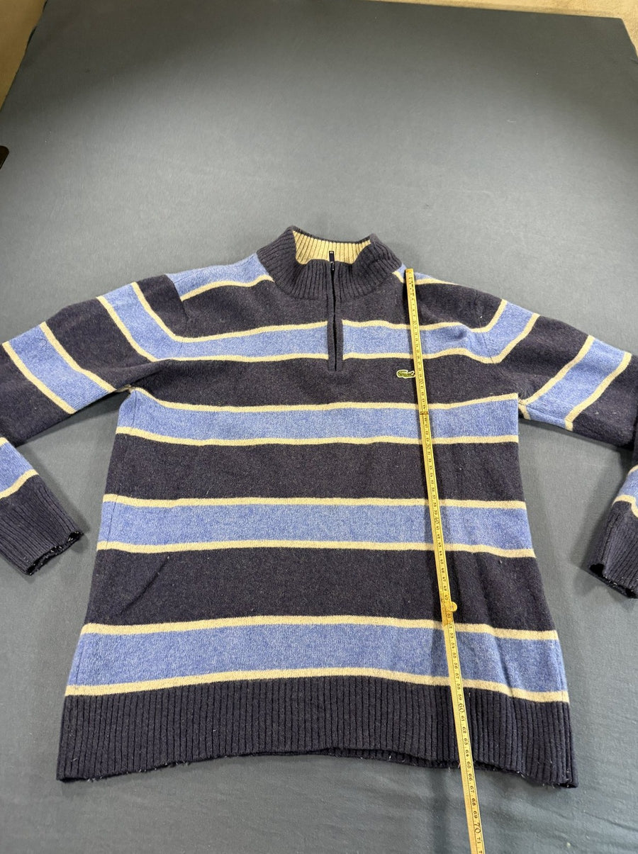 Blauwe Lacoste gebreide trui (halfzip / quarter-zip), maat XL