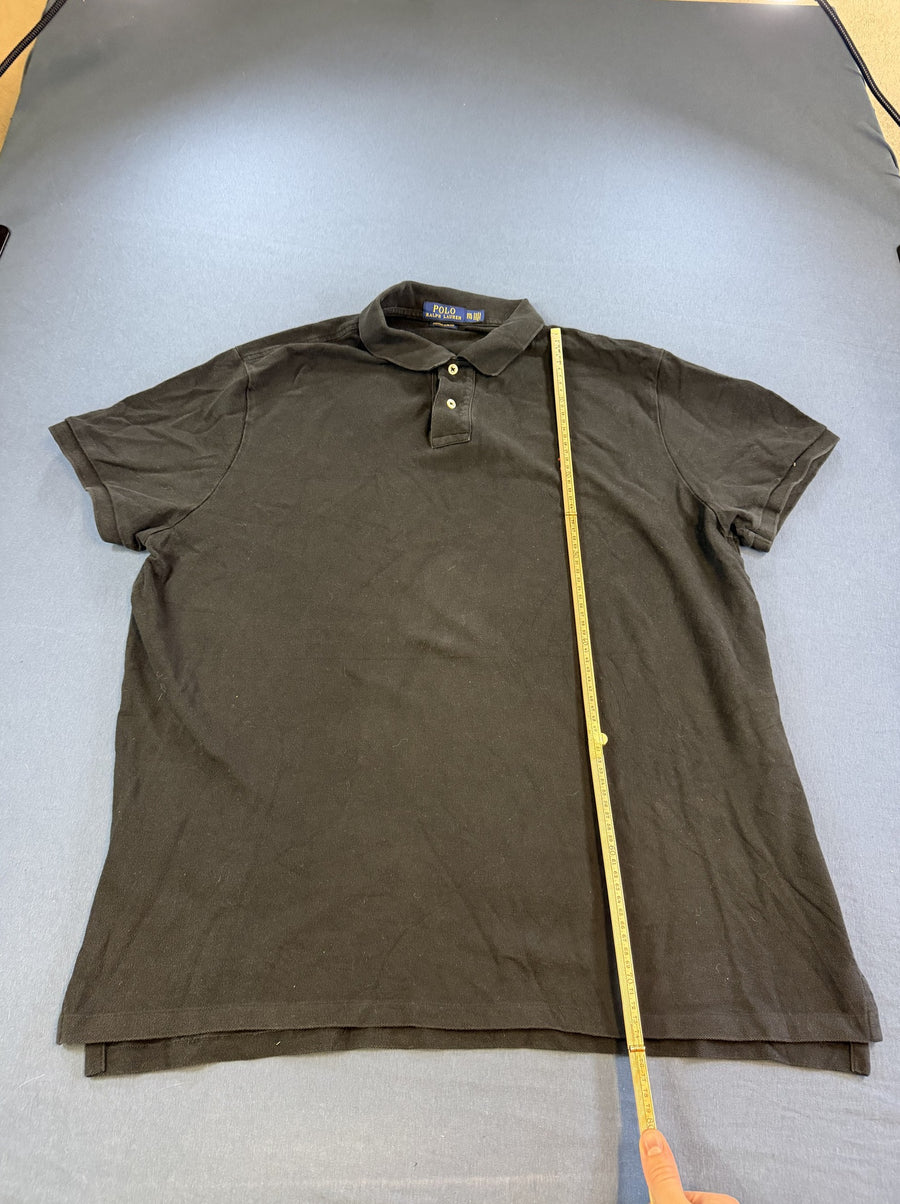 Zwart poloshirt van Polo Ralph Lauren (piquéshirt), maat XXL Custom Slim Fit