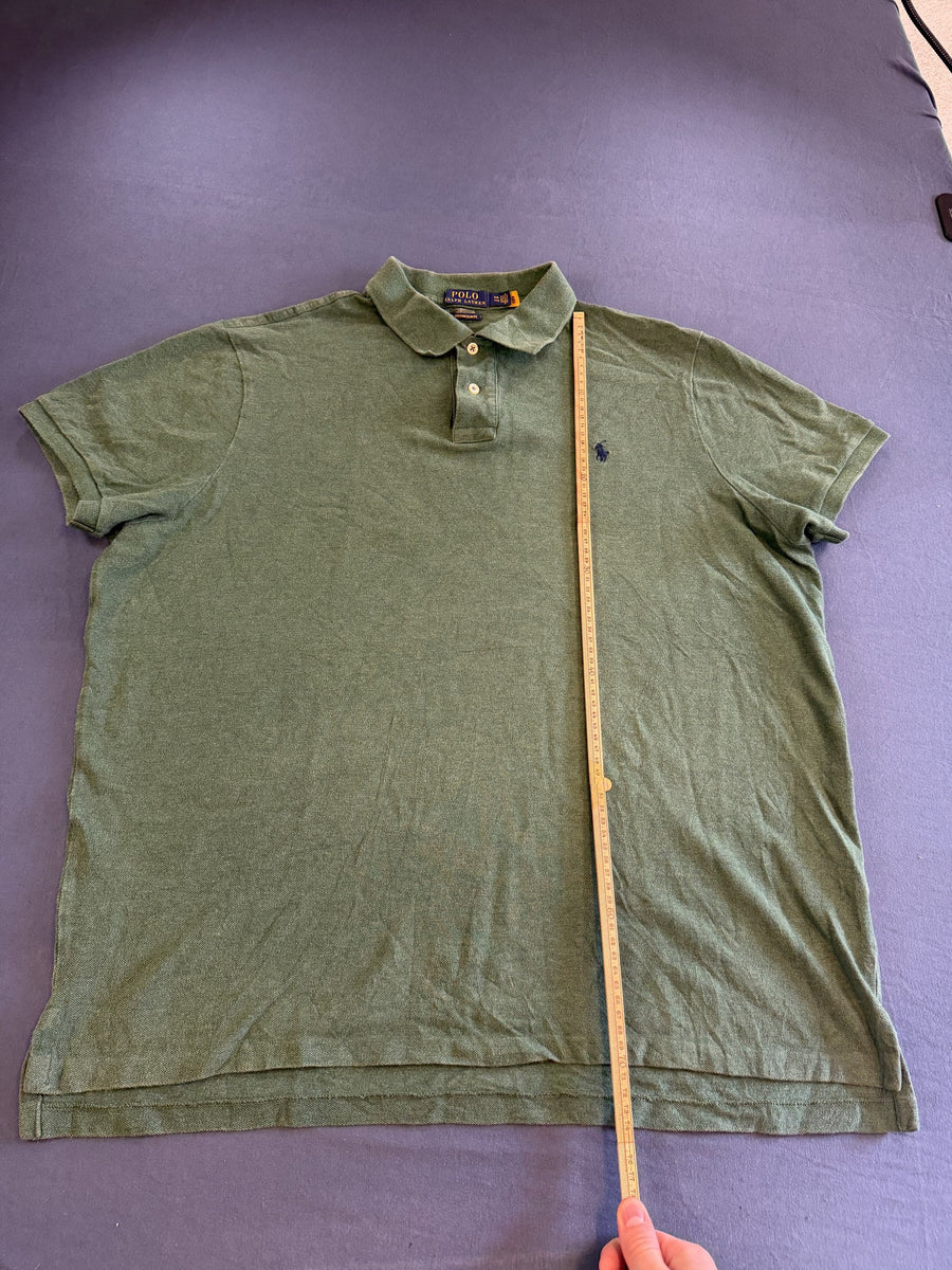 Olijfgroen Polo Ralph Lauren piqué polo, maat XXL Slim Fit (poloshirt / polo top) heren