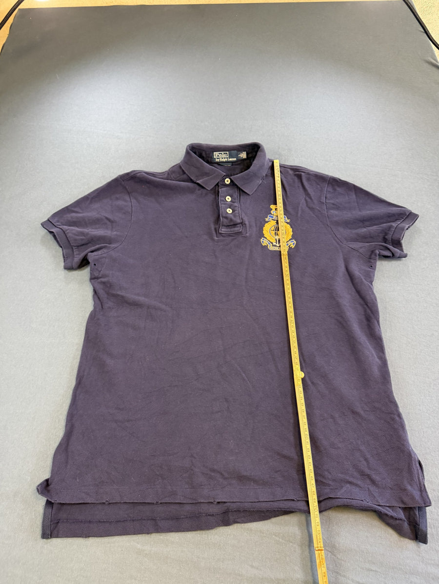 Diep Blauw Polo Ralph Lauren Heren Maat L (Poloshirt / Pique Polo) Custom Fit met Crest
