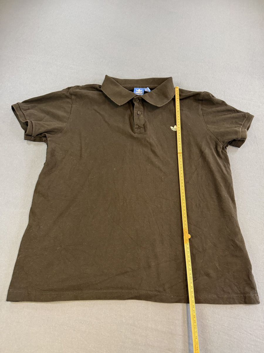 Zwart adidas Originals polo (poloshirt/polohemd) met geborduurd trefoil-logo, maat XL