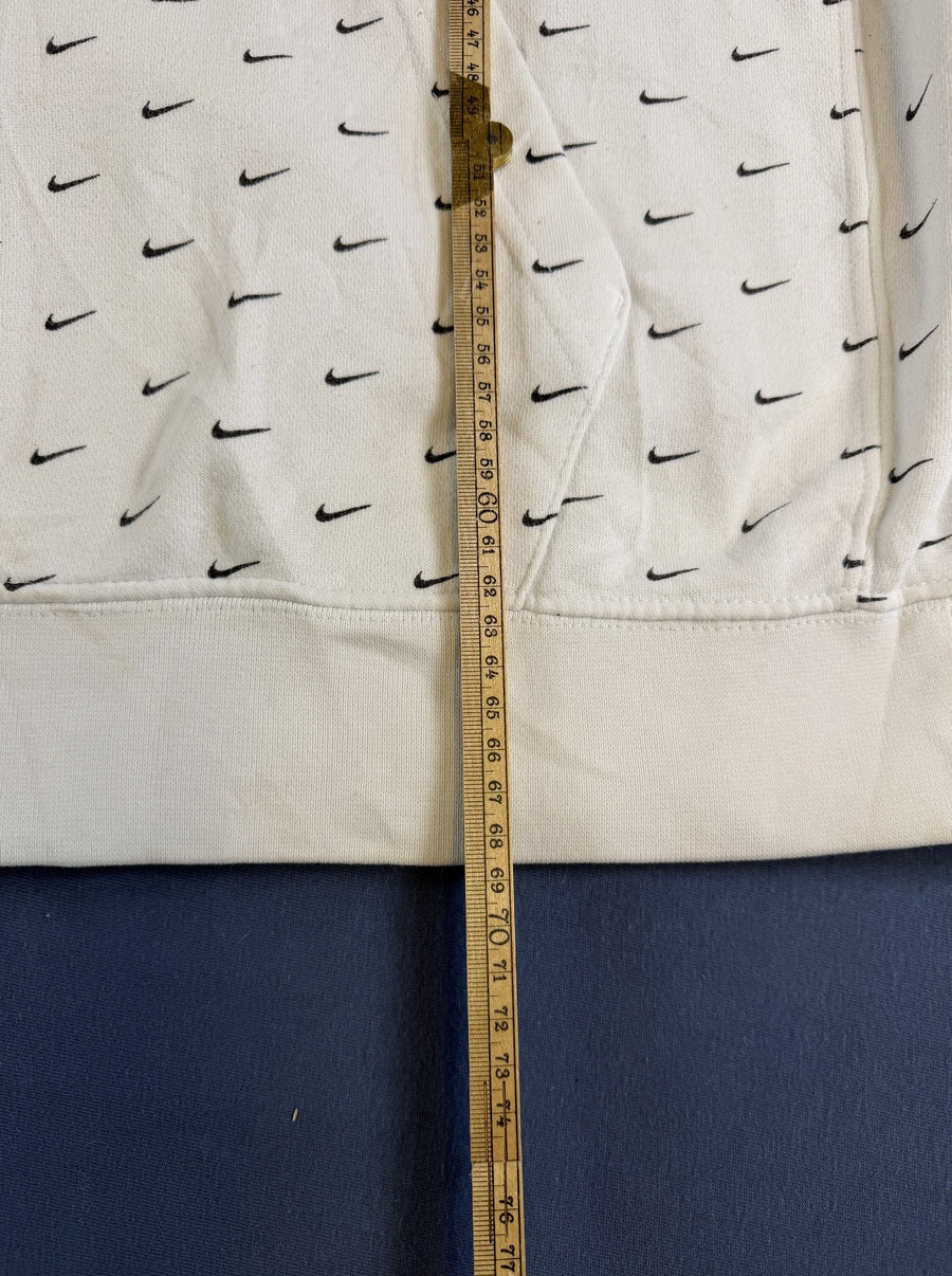 Witte Nike hoodie met mini-swoosh print, heren maat L (capuchontrui)