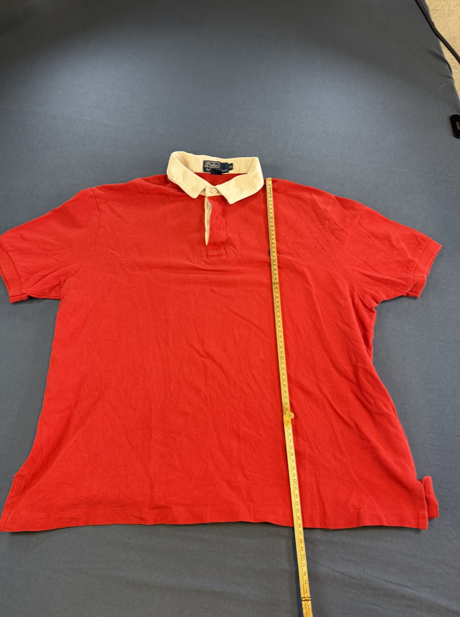 Rood rugbyshirt Polo Ralph Lauren (poloshirt / collegetrui), maat XL
