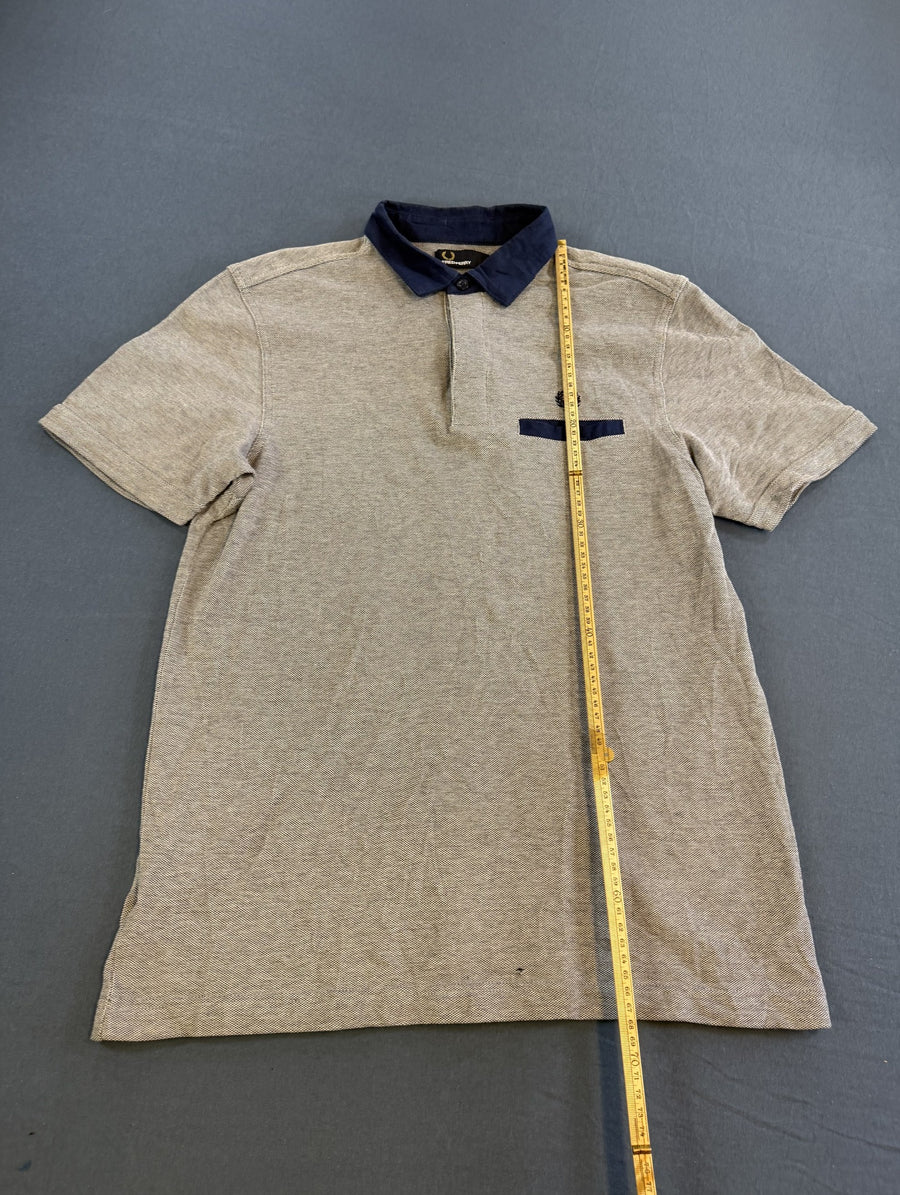Grijze Fred Perry polo met navykraag (piqué poloshirt / sportpolo), maat M