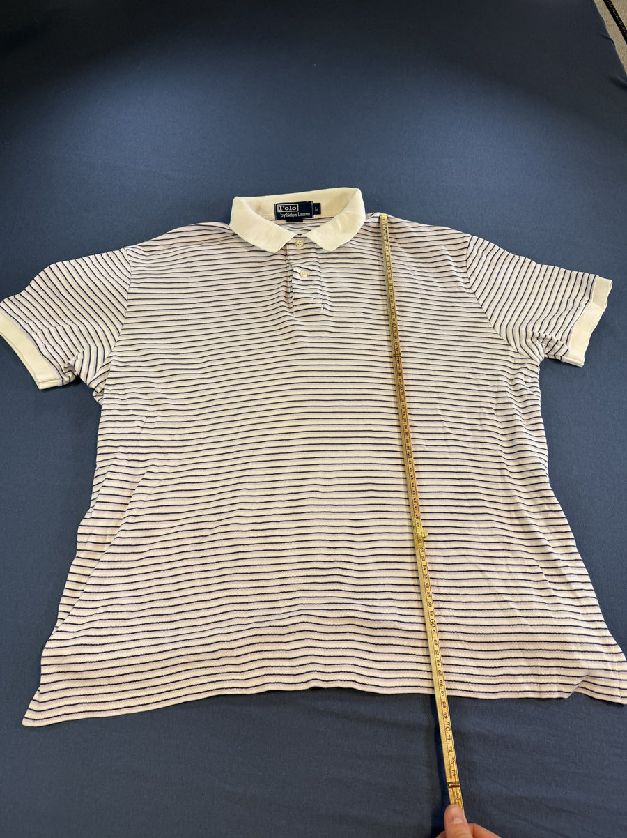 Wit Polo Ralph Lauren piqué-polo (poloshirt) maat L met crème contrastkraag