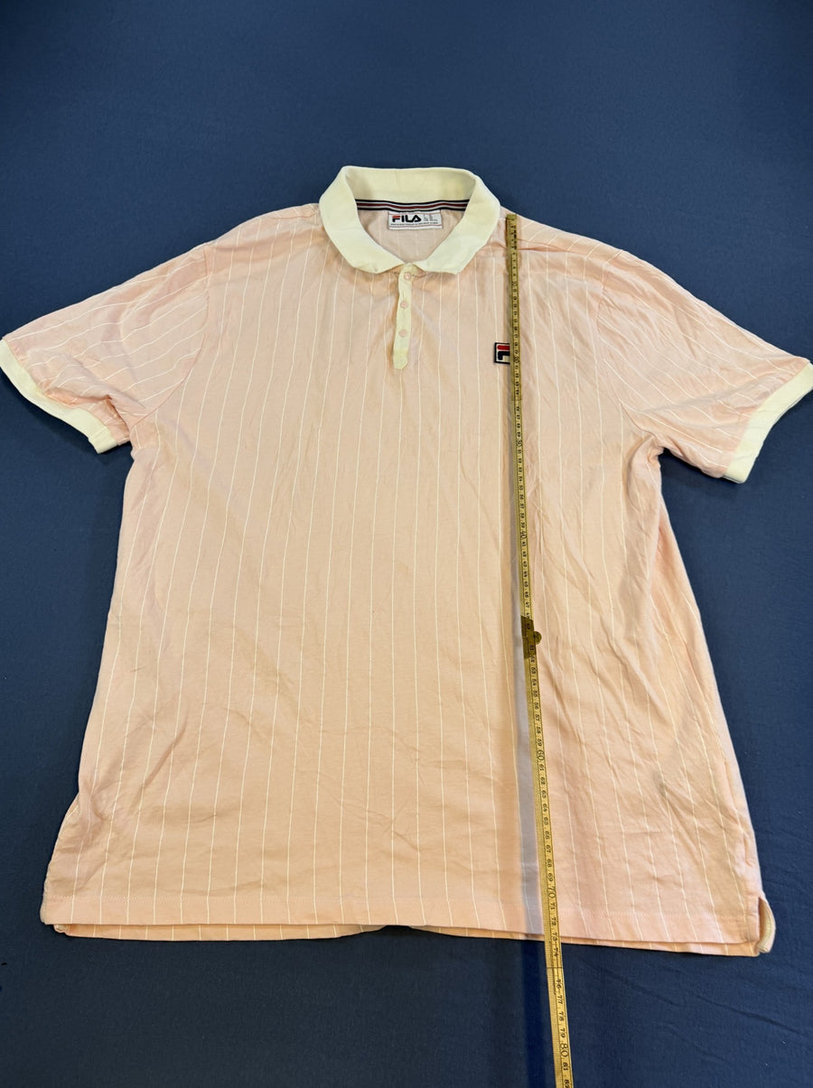 Roze FILA sportpolo met krijtstreepje (poloshirt), maat XXL