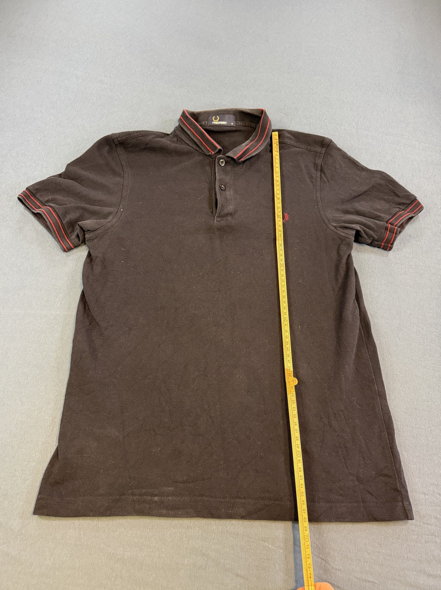 Zwarte Fred Perry Twin Tipped polo met rode bies, maat M (poloshirt / sportpolo)