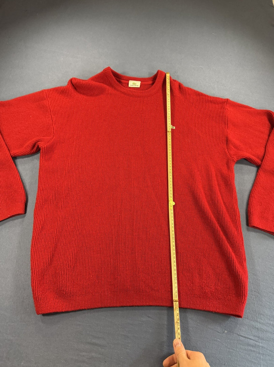 Grijze Lacoste ribsweater (pullover), maat XL, boxy fit