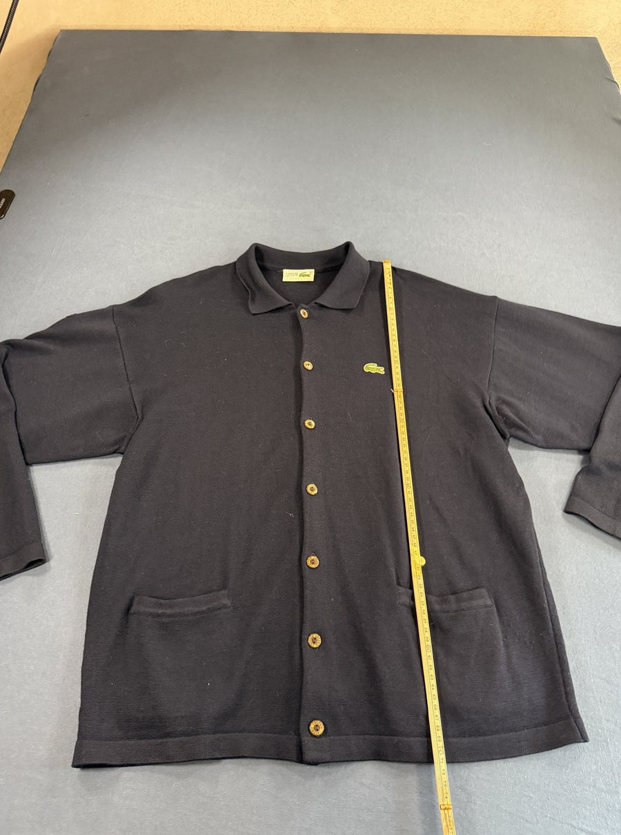 Blauwe Lacoste cardigan (piquévest/breivest), maat XXL