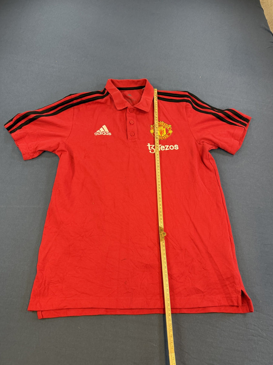 Rood adidas Manchester United shirt maat S (polo / voetbalshirt met Tezos-logo)
