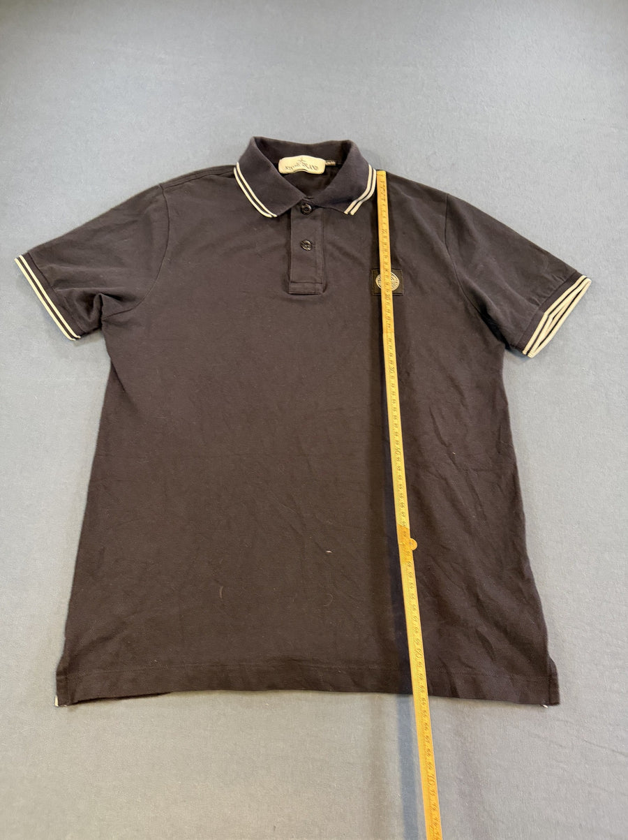 Zwarte Stone Island piqué polo maat M (poloshirt / polohemd), Slim Fit