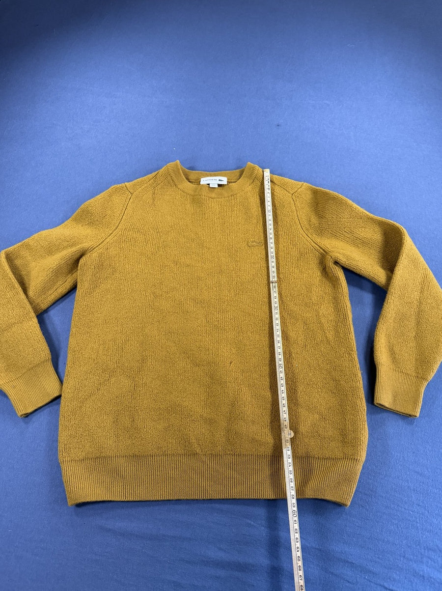 Okergeel Lacoste pullover (trui) maat XL met raglanmouw